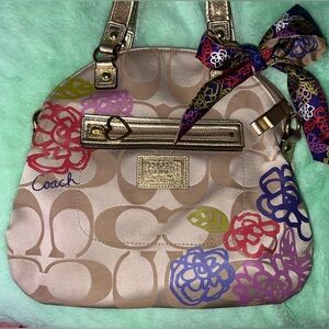 Coach Beige and Multicolor Floral Backpack